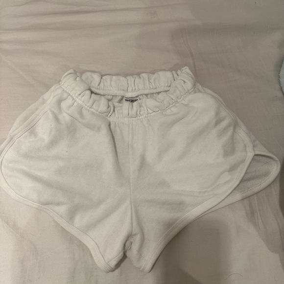 PINK Victoria's Secret White Shorts with Pink and Orange Gradient Logo - Picture 2 of 2